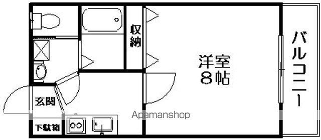 グレイスコートつる(1K/2階)の間取り写真