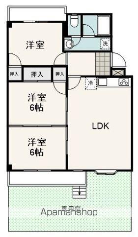 ハイレジデンスK B棟(3LDK/1階)の間取り写真