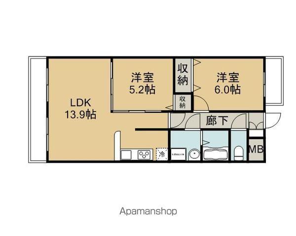 フォルテ茶屋ヶ坂(2LDK/4階)の間取り写真