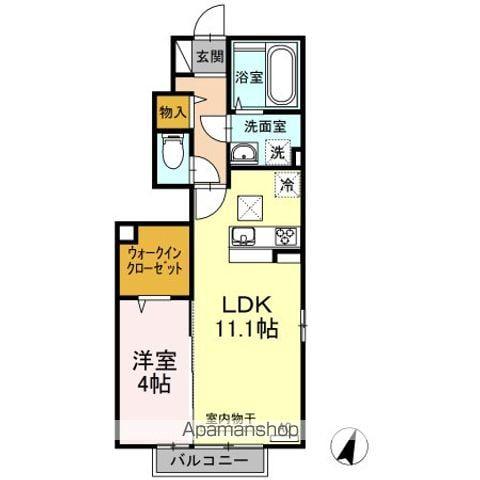 ブランノワール前塩屋(1LDK/1階)の間取り写真