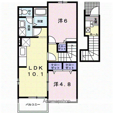 SAINT MICHEL(2LDK/2階)の間取り写真