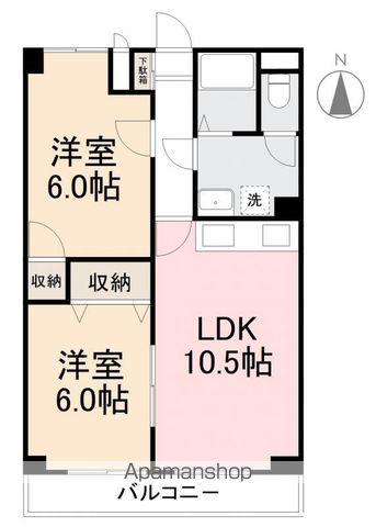 グローバル高松(2LDK/4階)の間取り写真