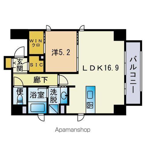 ウェルス神屋町(1LDK/6階)の間取り写真