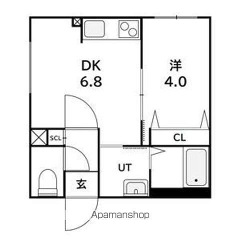 ラフィーネ発寒南Ⅲ(1DK/1階)の間取り写真