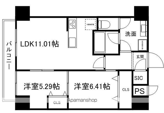 グラン・ドミール小田原山本丁(2LDK/12階)の間取り写真