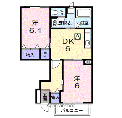 ピエ・デル・モンテ(2DK/1階)の間取り写真