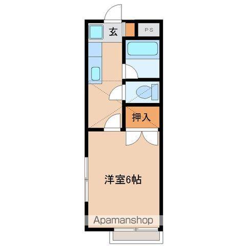 ソレアード六丁目(1K/2階)の間取り写真