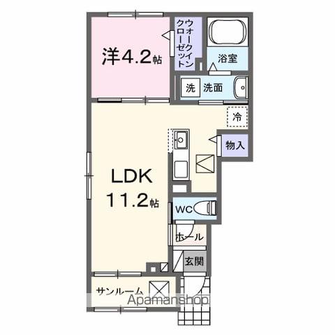 ル・グラン太田 Ⅱ(1LDK/1階)の間取り写真