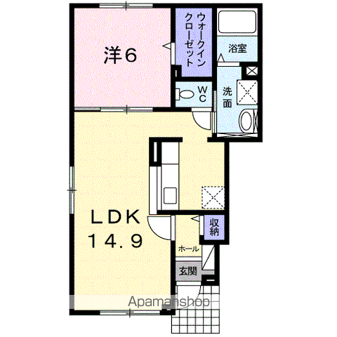 クリスタルピークⅡ(1LDK/1階)の間取り写真