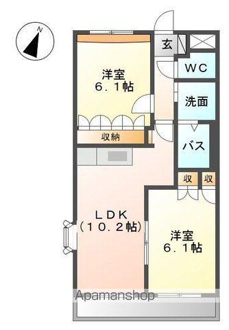 グリーンロック(2LDK/2階)の間取り写真
