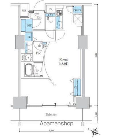 ロイヤルパークスER万代(ワンルーム/11階)の間取り写真