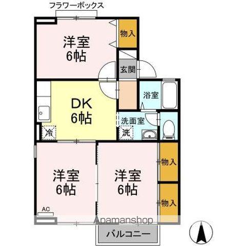 メゾン・パークス B(3DK/2階)の間取り写真