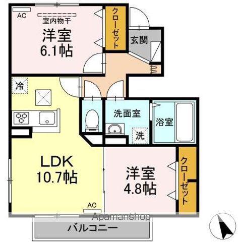 セジュールちさとII・III III(2LDK/1階)の間取り写真