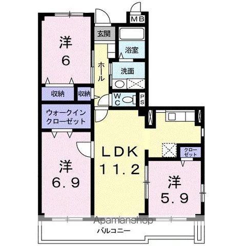 ANNEX-Ⅱ(3LDK/3階)の間取り写真