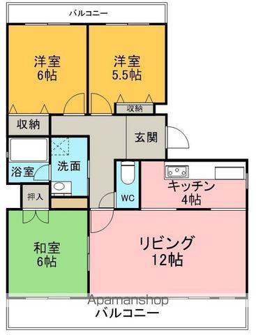 ハウゼル一社(3LDK/3階)の間取り写真