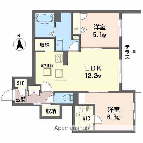 シャーメゾン バルーンフラワー(2LDK/1階)の間取り写真