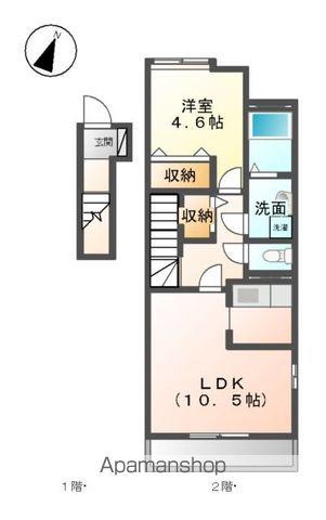 グランピュア(1LDK/2階)の間取り写真