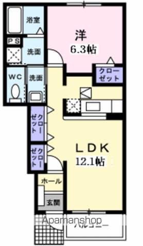 レジデンス本多(1LDK/1階)の間取り写真