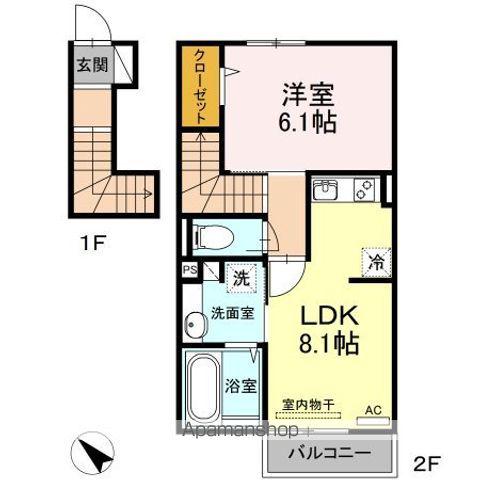 ブランピエール サカエ(1LDK/2階)の間取り写真