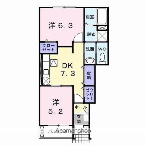 グランディールⅡ番館(2DK/1階)の間取り写真