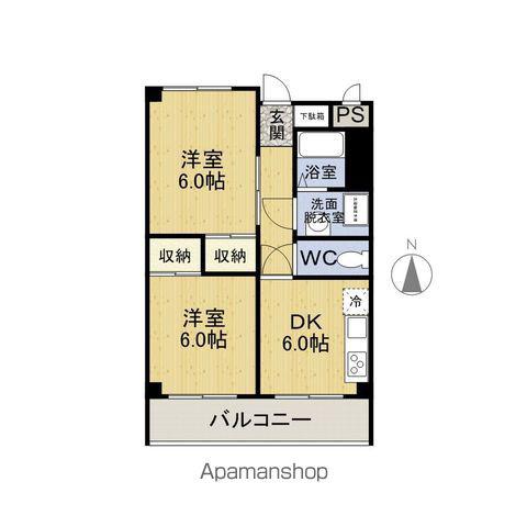 シルキィ二の宮(2DK/2階)の間取り写真
