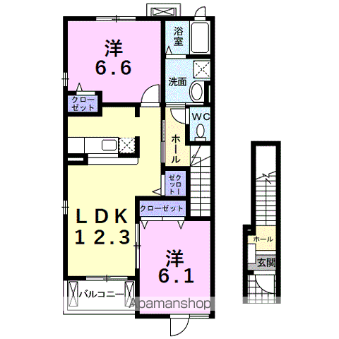 マジュネス(2LDK/2階)の間取り写真