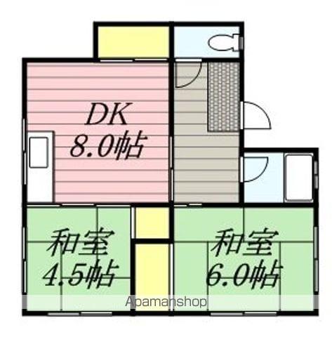 ドゥウェルハウス(2DK/3階)の間取り写真