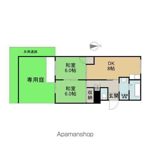 リビエール川北(2DK/1階)の間取り写真