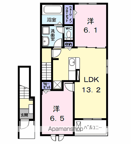 セシルⅠ(2LDK/2階)の間取り写真