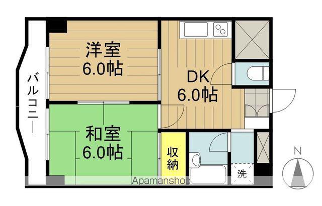 アルペンローゼ川口(2DK/6階)の間取り写真