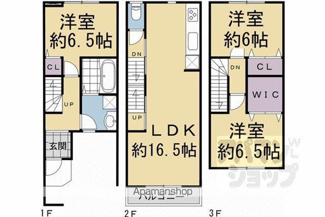 阪急電鉄京都線 大宮駅(京都) 徒歩5分 3階建 築7年(3LDK)の間取り写真