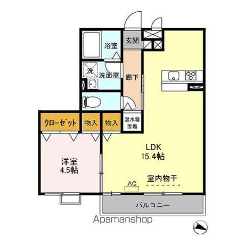 リヴェール山田(1LDK/2階)の間取り写真