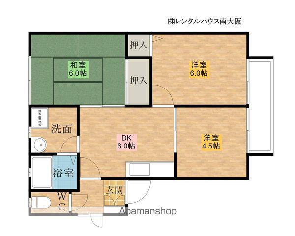 クーミーハウス 岸和田(3DK/2階)の間取り写真