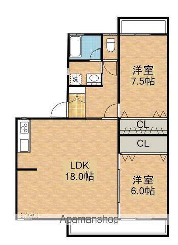 アーバンハイツ札元(2LDK/1階)の間取り写真