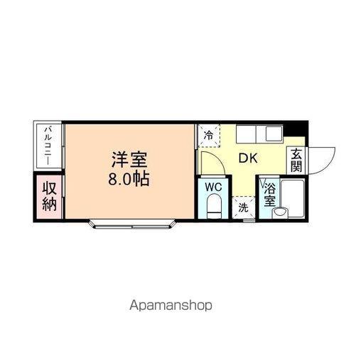 富山地鉄富山市内線 富山駅駅 徒歩28分 3階建 築32年(1DK/2階)の間取り写真