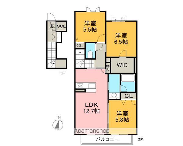 シャーメゾン 莉Ⅱ(3LDK/2階)の間取り写真