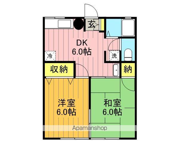 パークサイド酒蓋(2DK/1階)の間取り写真