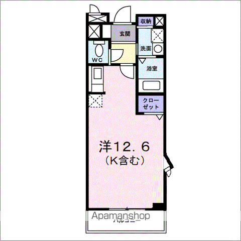 ルートサイドヴィラ(ワンルーム/3階)の間取り写真