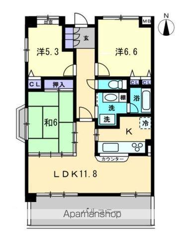 サウスフォレスト(3LDK/4階)の間取り写真