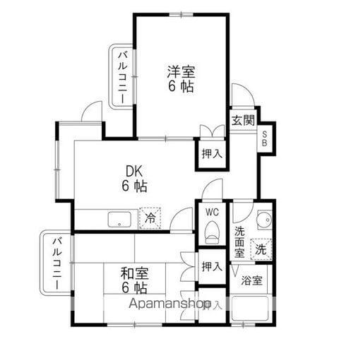 メゾンクロカワ(2DK/2階)の間取り写真