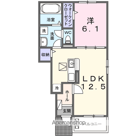 パークヒルズ利根六番館(1LDK/1階)の間取り写真