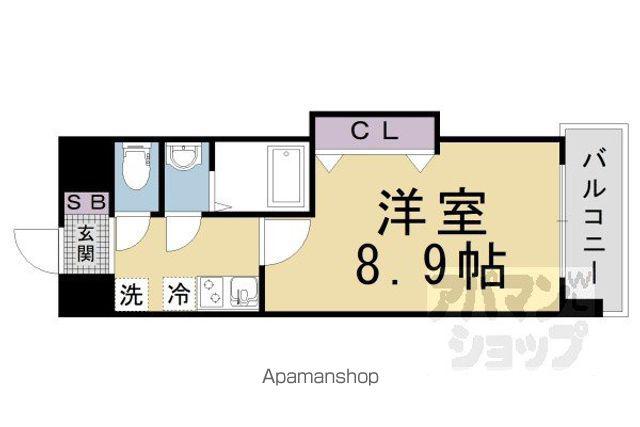 ラグゼ山科(1K/3階)の間取り写真