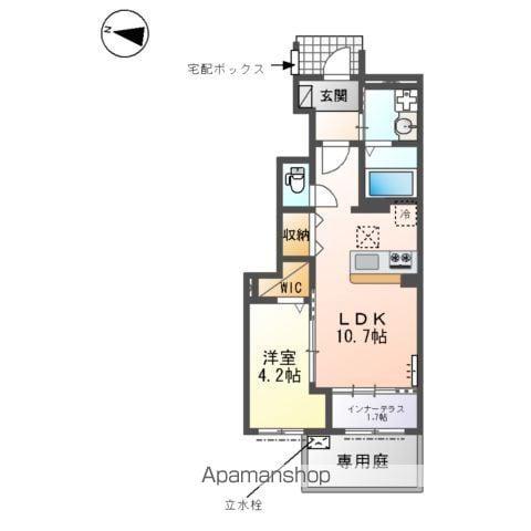 西宮市山口町アパートK(1LDK/1階)の間取り写真