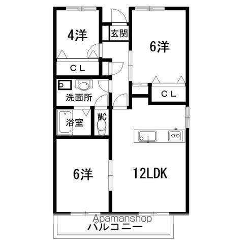 イーリスハイツA・B・C・D棟(3LDK/3階)の間取り写真