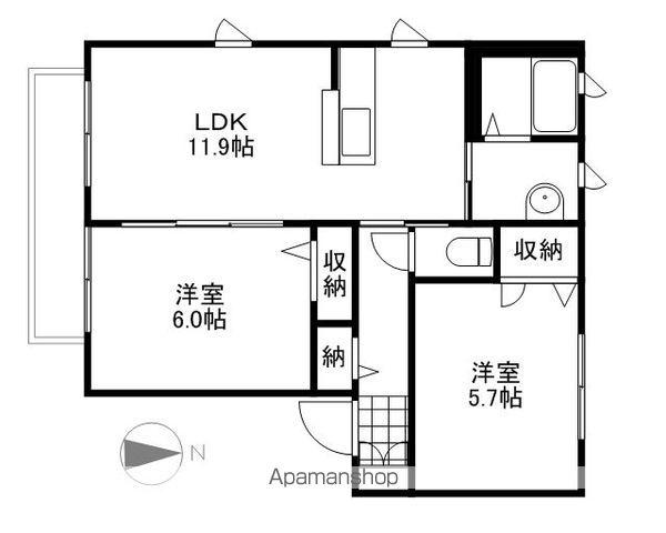 アットホーム原Ⅱ A棟(2LDK/1階)の間取り写真