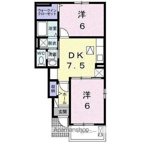 アルルのこみちⅡ(2DK/1階)の間取り写真