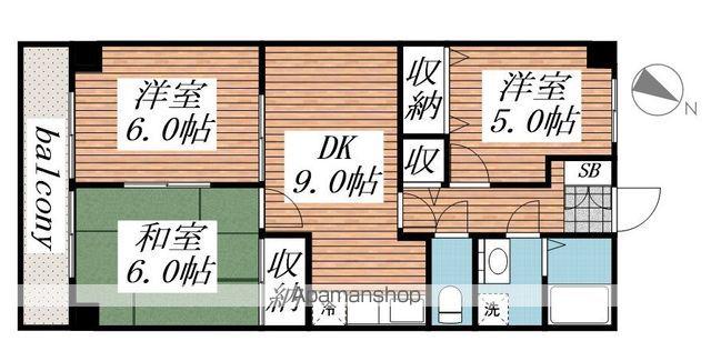 パークハウス(3DK/2階)の間取り写真