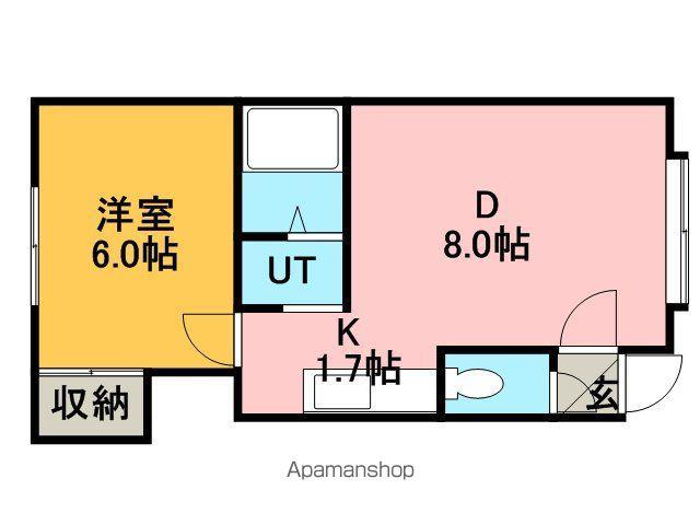 INFINI BONHEUR MIYANOSAWA(1DK/2階)の間取り写真