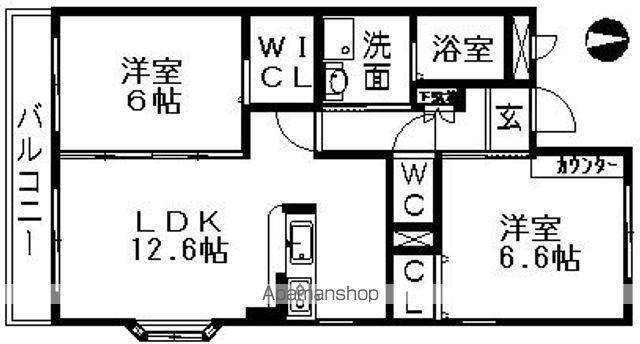 シャトーⅡ(2LDK/3階)の間取り写真