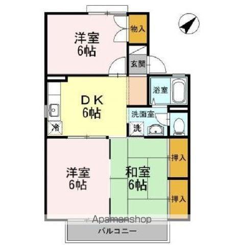 レジデンス21TH A(3DK/2階)の間取り写真